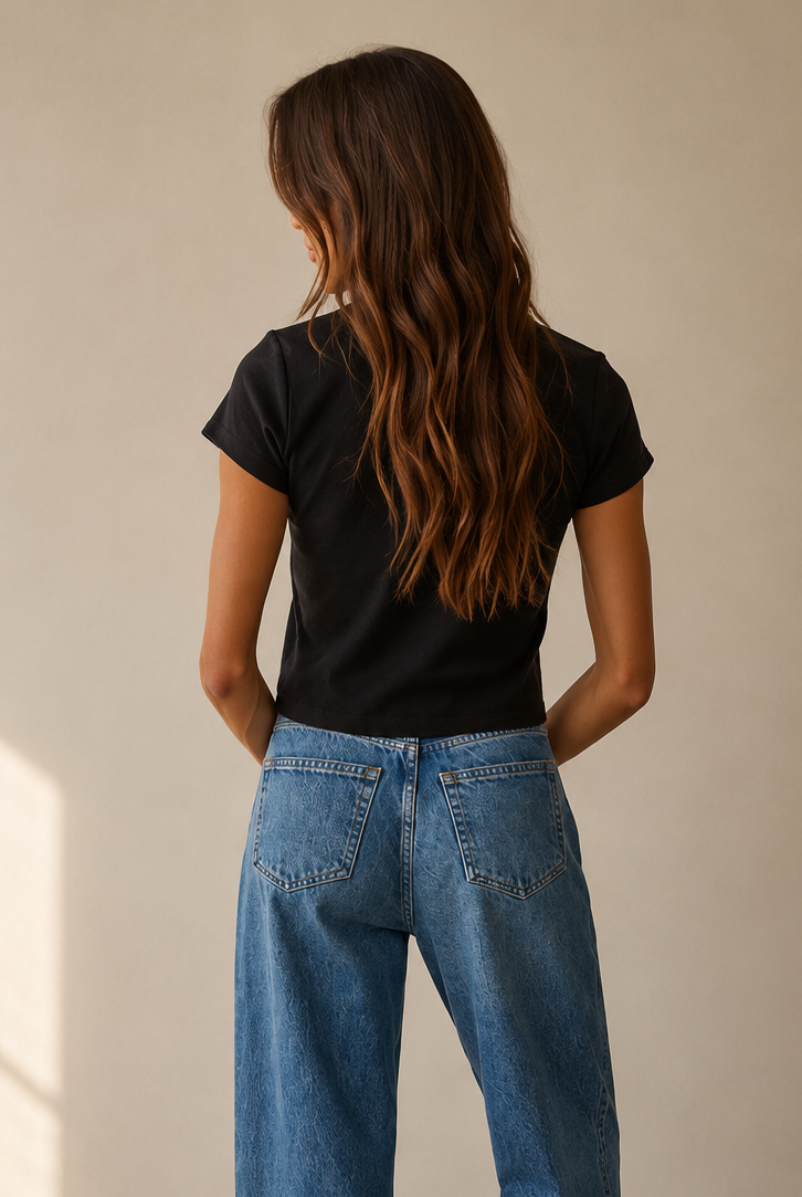 By Together women's 100% cotton black drop t-shirt