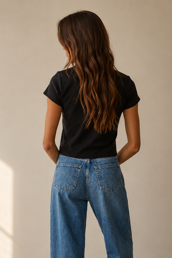 By Together women's 100% cotton black drop t-shirt