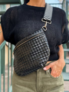 pretty simple black woven westyln bum bag