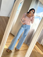 Double lined be cool buttery soft long sleeve scoop neck basic blush pink long sleeve