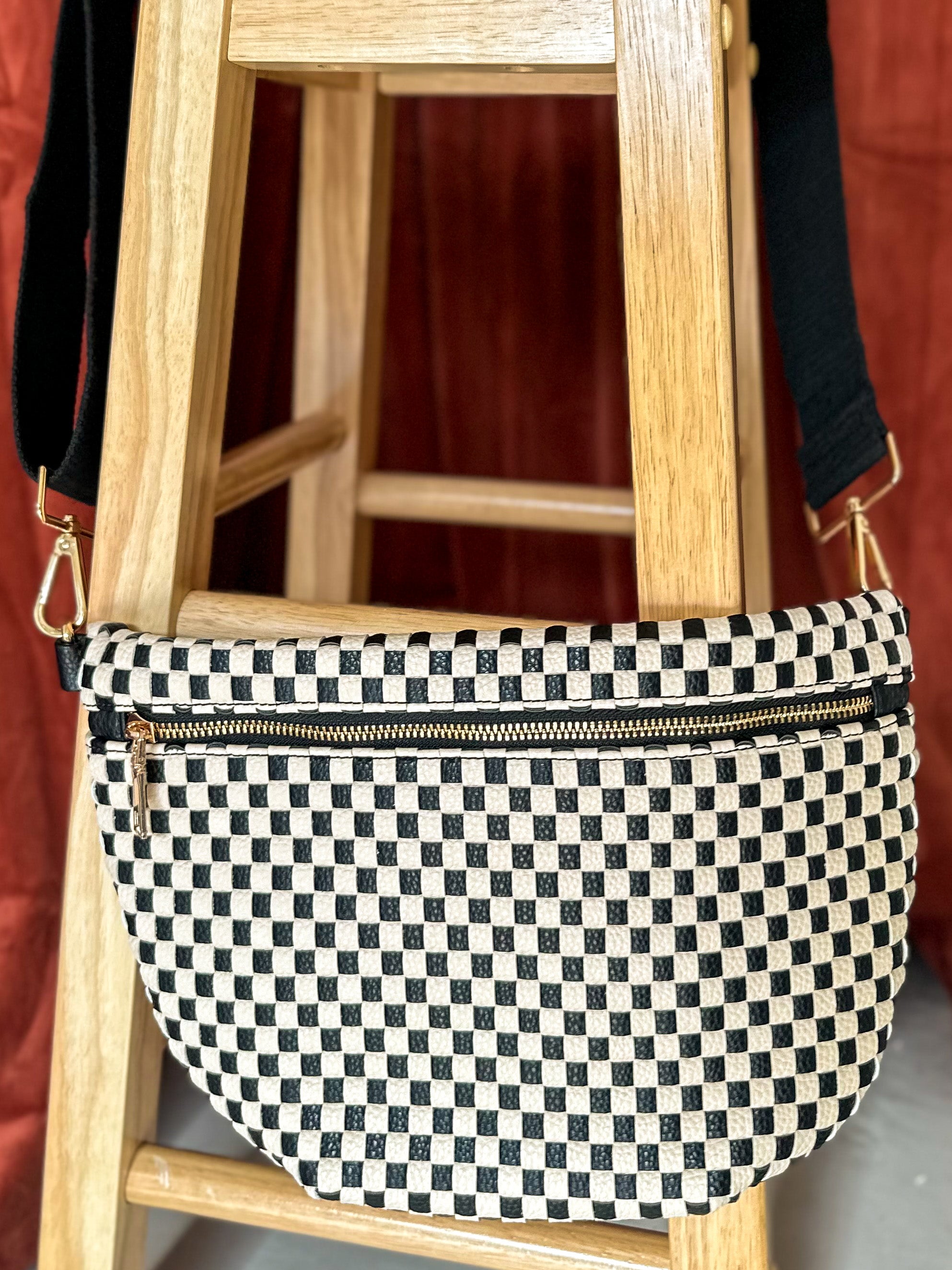 Pretty simple black checkered woven westlyn bum bag
