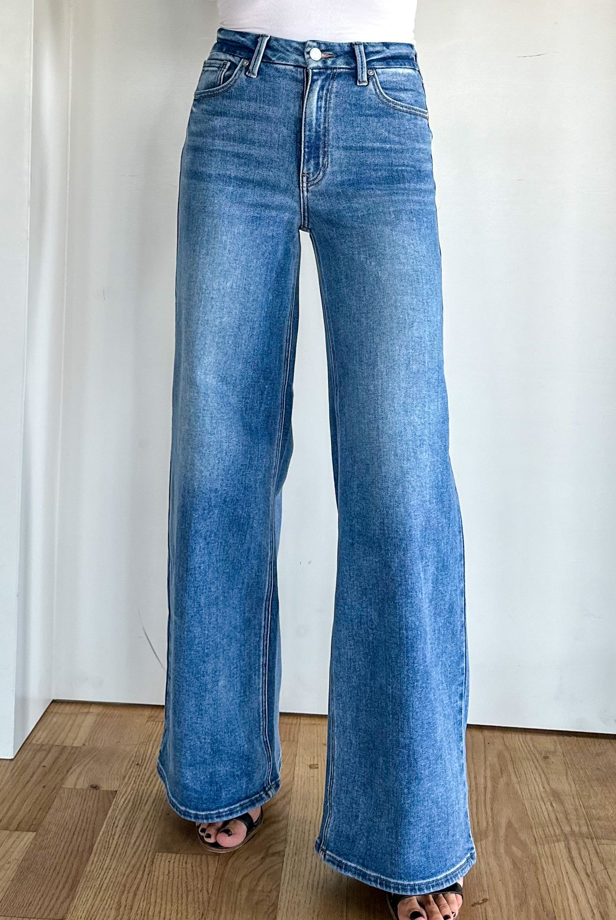 just black denim wide leg palazzo medium wash jeans