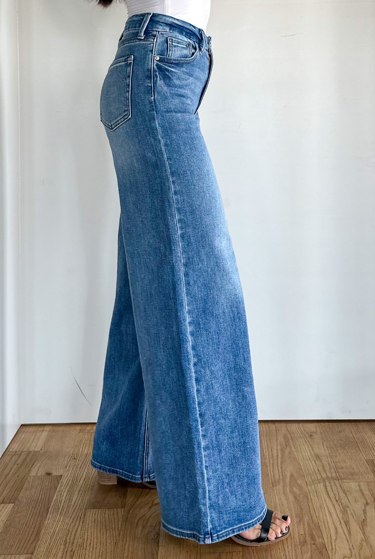 just black denim wide leg palazzo medium wash jeans