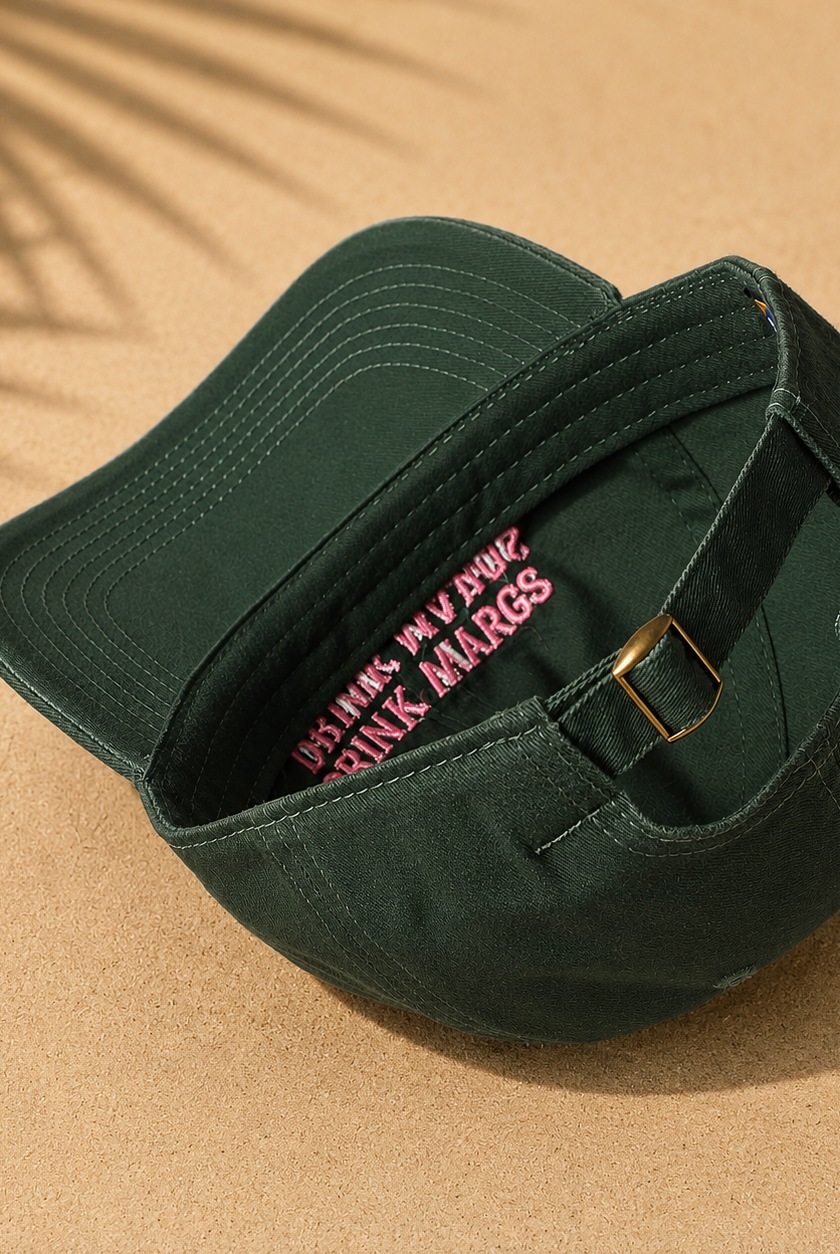 Save water drink margs womens baseball cap - dark green and pink