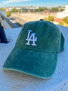 Women's emerald green embroidered LA adjustable cap