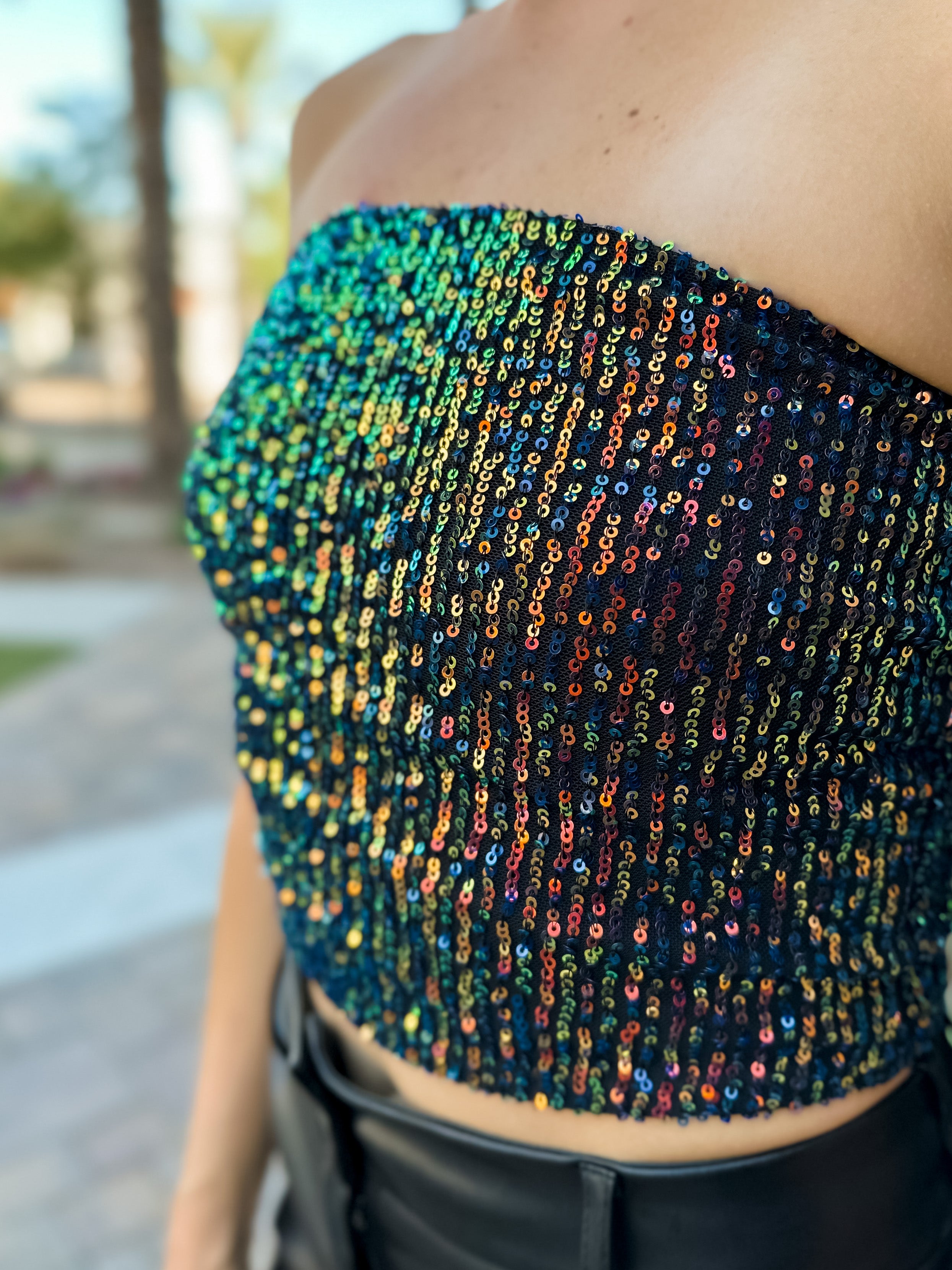 sequin strapless top