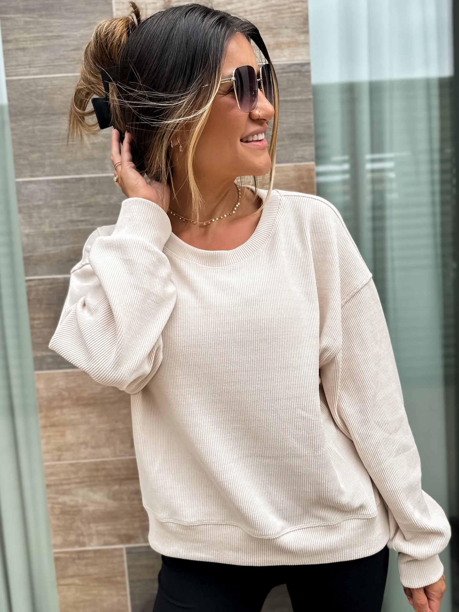 super soft cozy ribbed ivory pullover