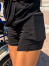comfortable buttery soft black active romper dress with built in shorts