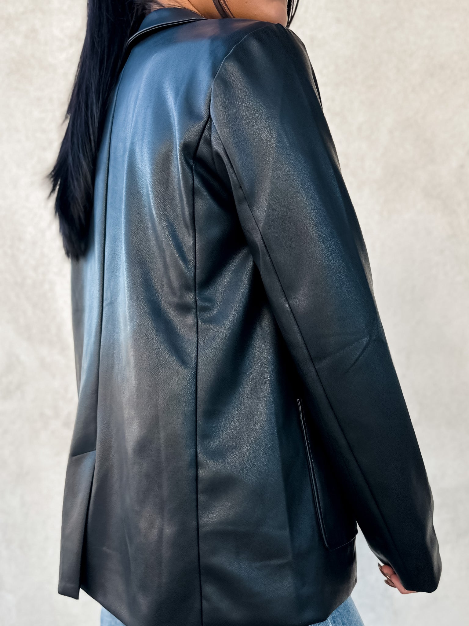 womens leather blazer
