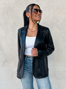 womens leather blazer