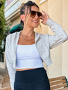 cozy grey crop zip up hoodie