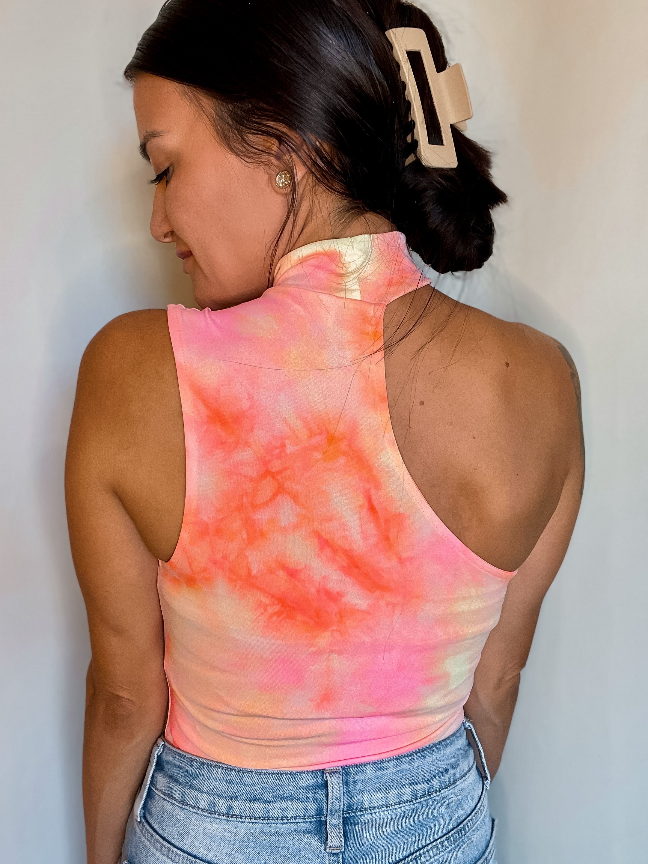 tie dye one shoulder bodysuit
