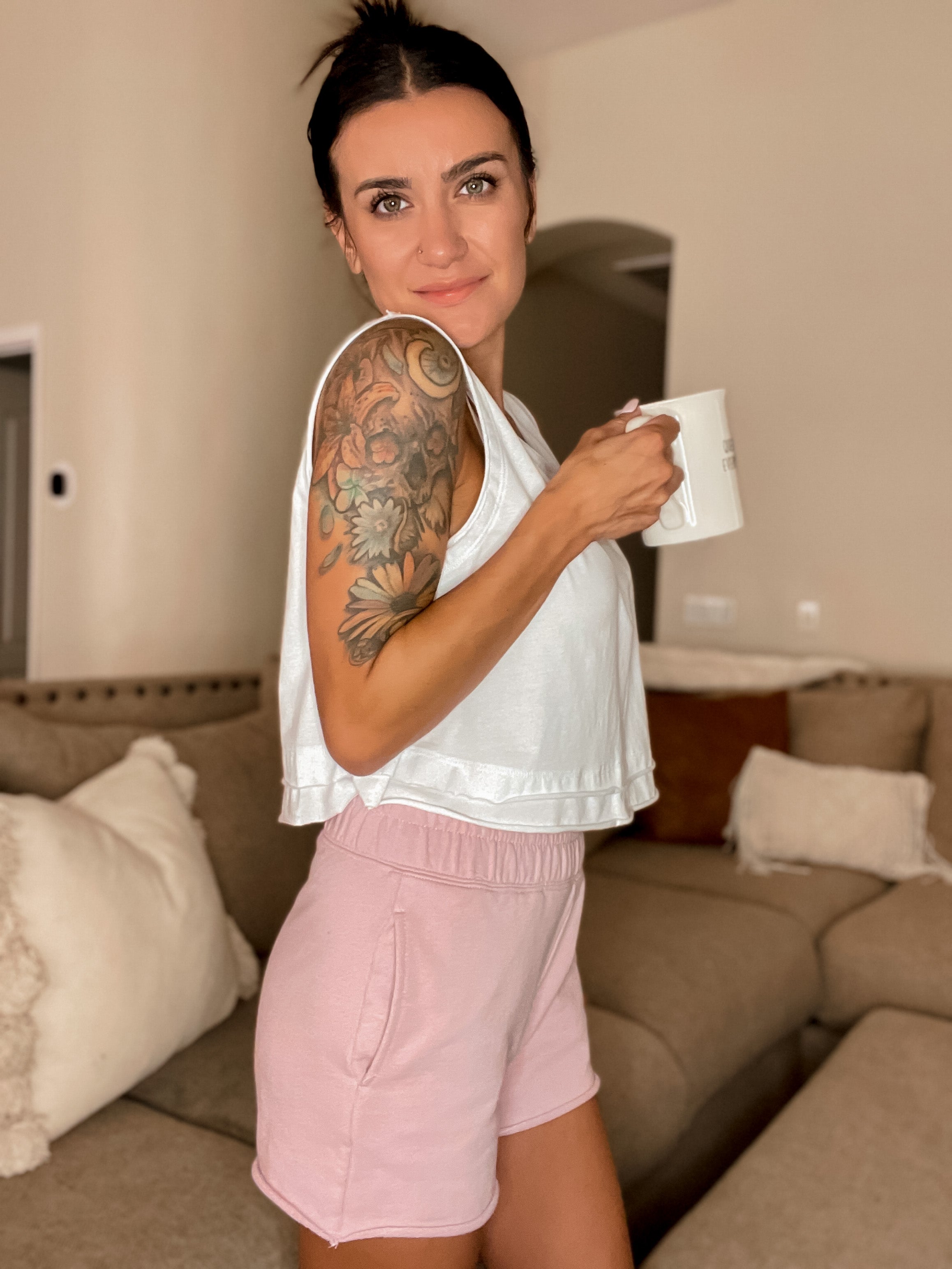 baby pink comfy lounge sweat shorts