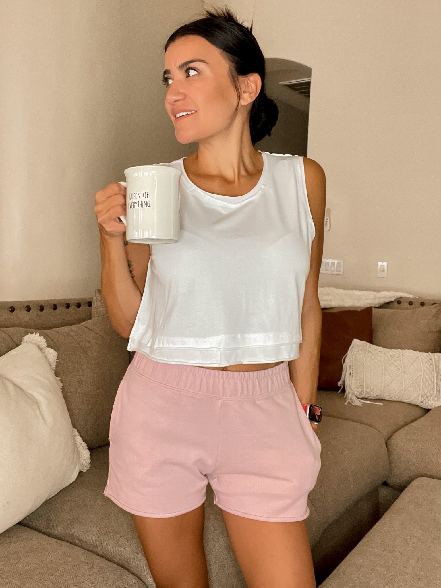 baby pink comfy lounge sweat shorts