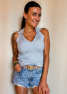 collared ribbed tank top