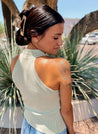sage green collared ribbed tank top