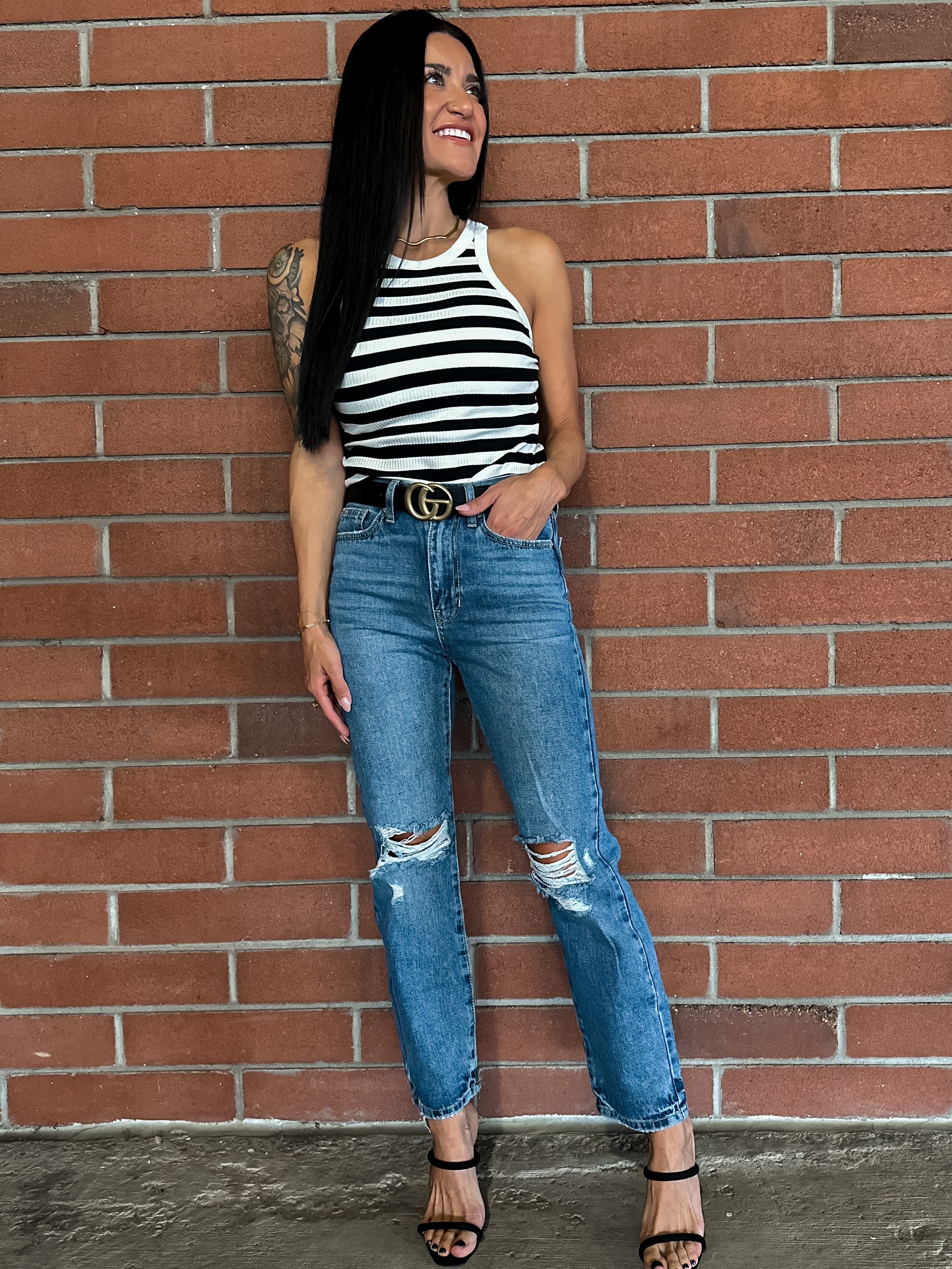 black faux GG Gucci belt