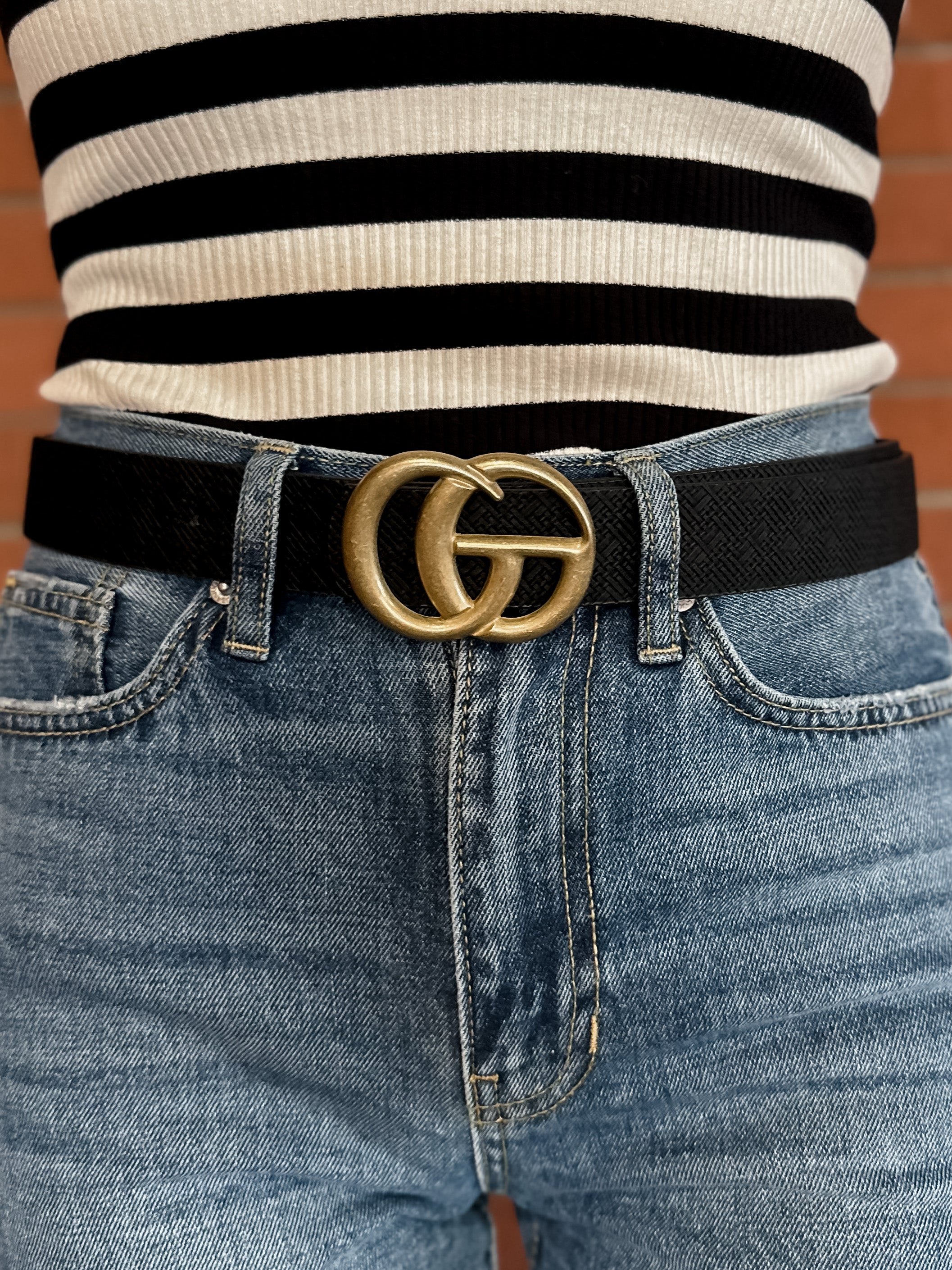 black faux GG Gucci belt