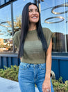 olive green openwork crochet crop top
