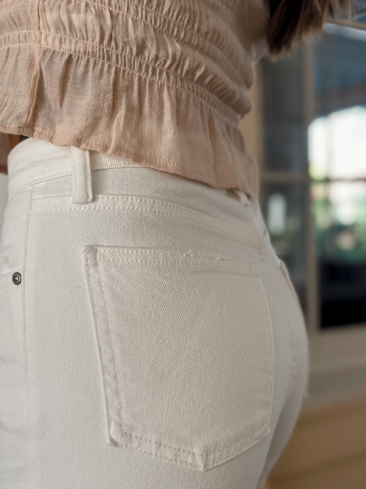 High Rise Straight White Jeans