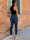 dark wash high rise skinny jeans