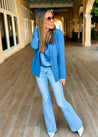 blue slim fit blazer and lace camisole set