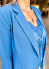 blue slim fit blazer and lace camisole set