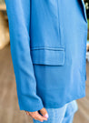 blue slim fit blazer and lace camisole set