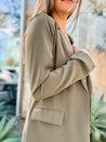 green slim fit blazer and lace camisole set
