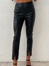 skinny leather pleather slit front pants leggings