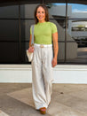Oat tan straight wide leg work office pants