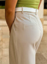 Oat tan straight wide leg work office pants