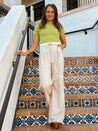 Oat tan straight wide leg work office pants