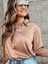 silk satin button down dressy work office top