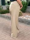 tan khaki straight wide leg work office pants