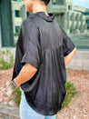 black silk satin button down dressy work office top