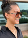 brown and black gold frame aviator sunglasses