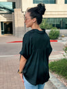black silk satin button down dressy work office top