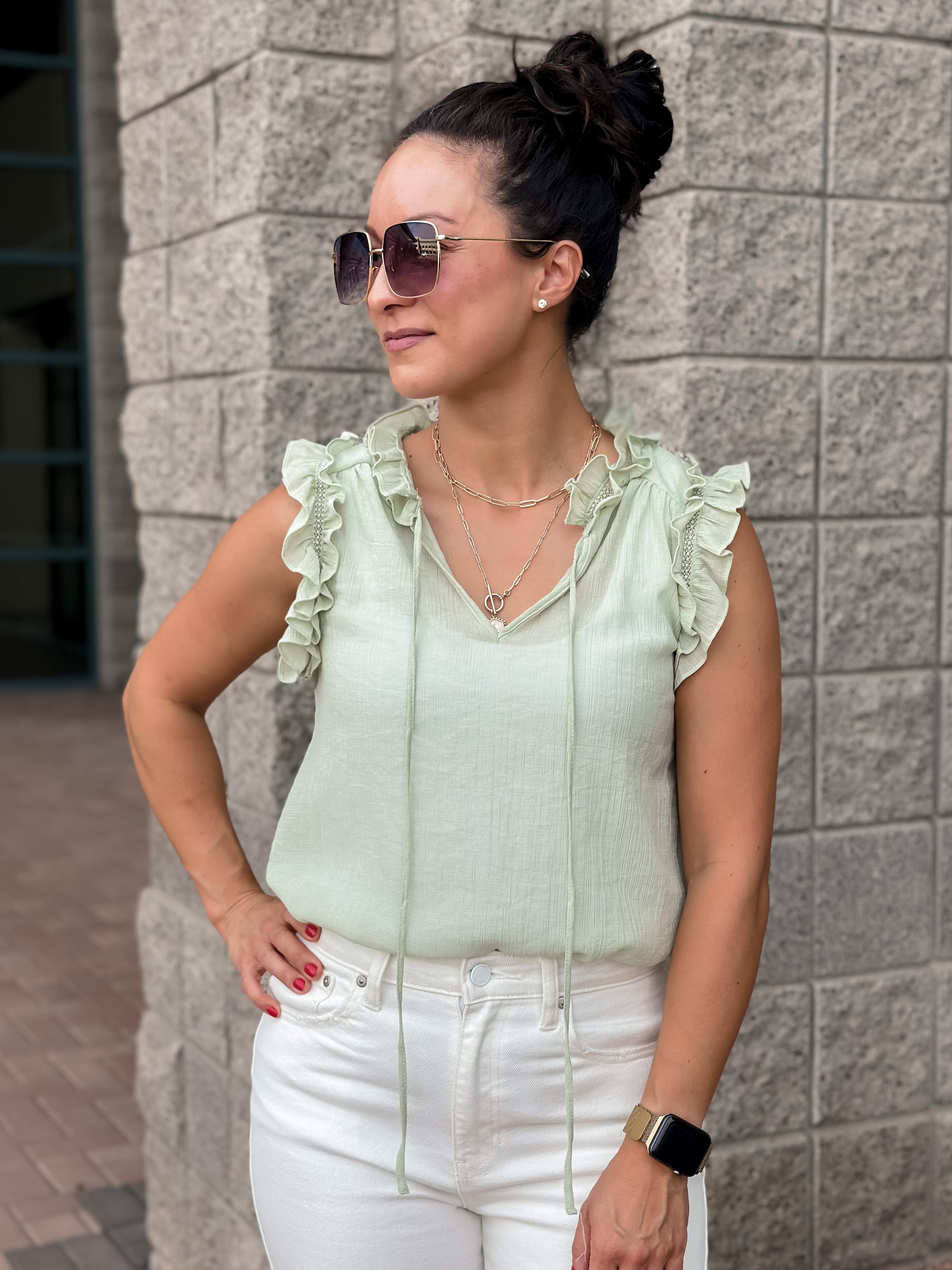 sage dressy fun work office tank top