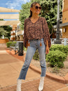 leopard flowy work blouse