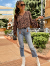 leopard flowy work blouse