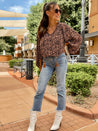 leopard flowy work blouse