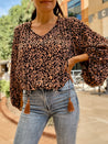 leopard flowy work blouse