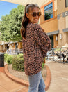 leopard flowy work blouse
