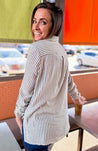 women's stripe button down