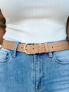 womens beige tan woven belt