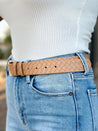womens beige tan woven belt