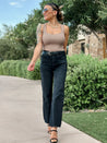 taupe tan knit ribbed bodysuit