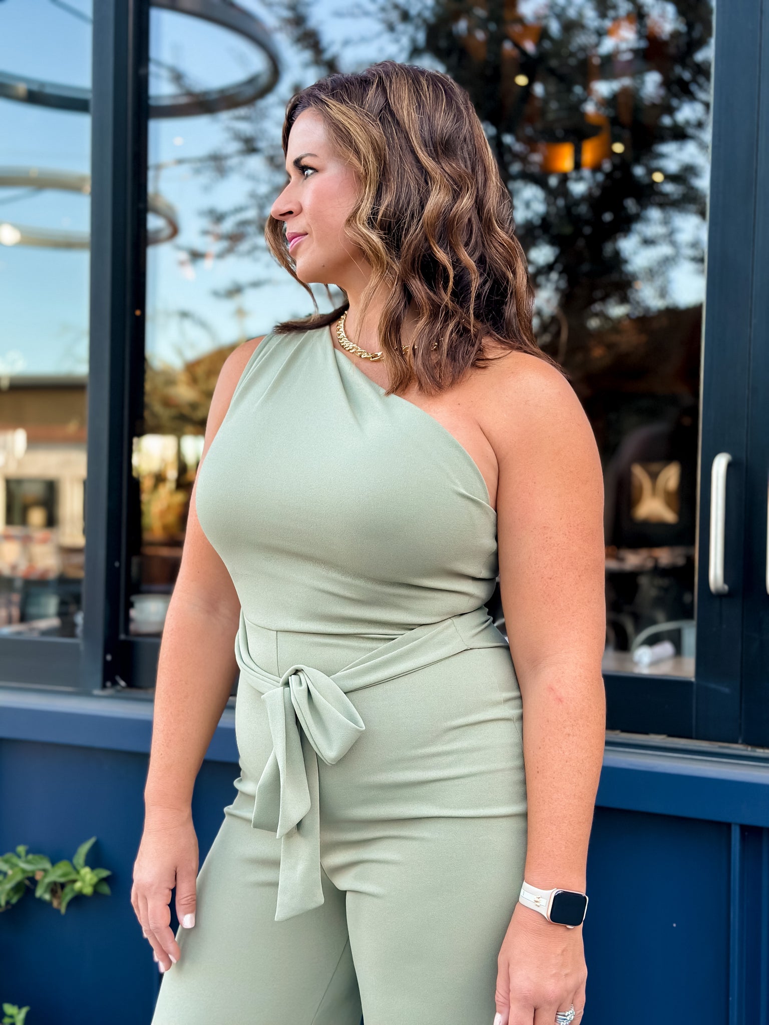 sage green jumpsuit, sexy, comfortable, night out, wedding