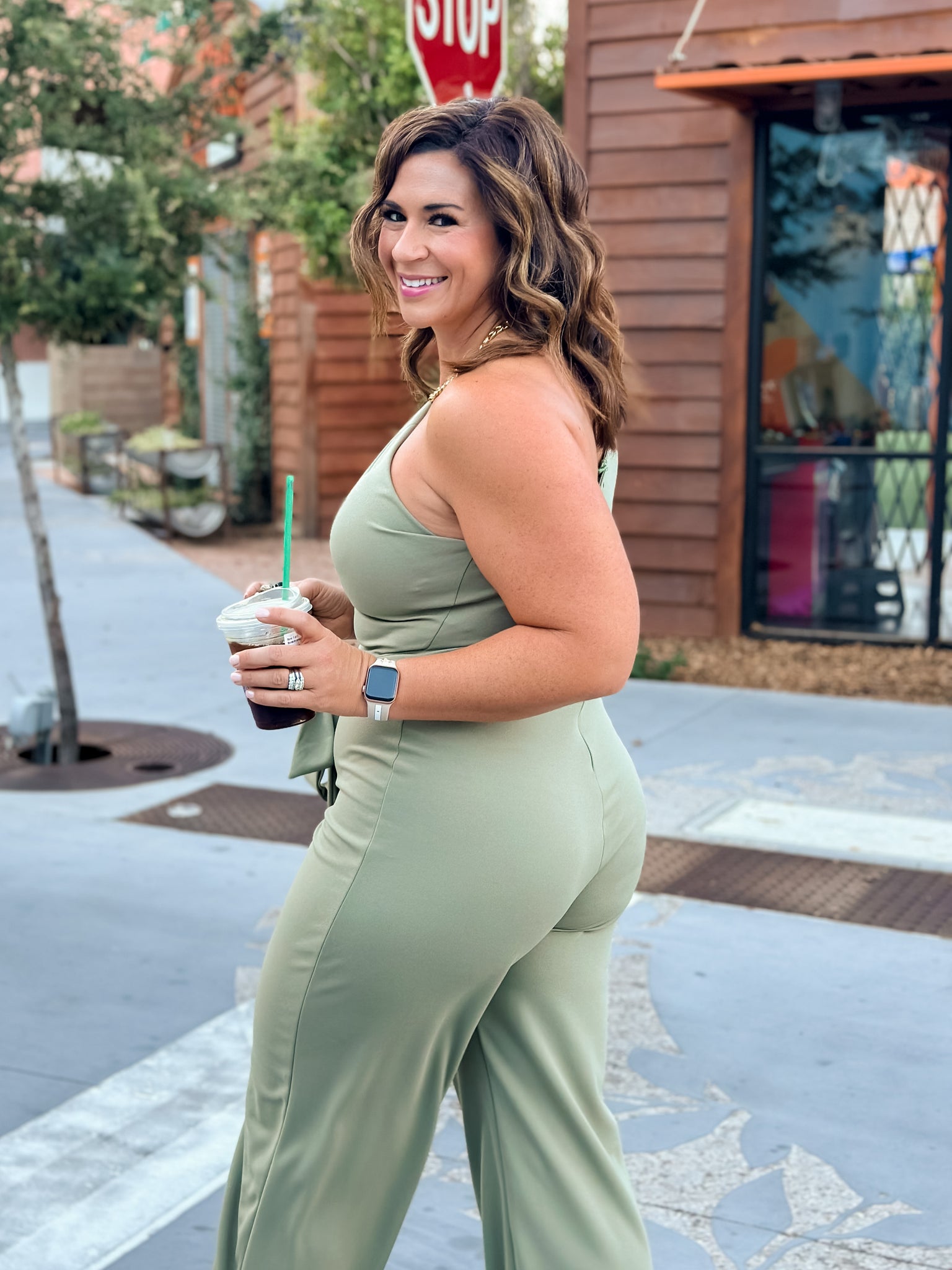 sage green jumpsuit, sexy, comfortable, night out, wedding